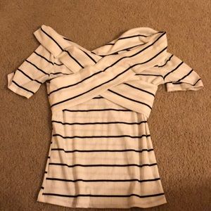 Off the shoulder cross-design top